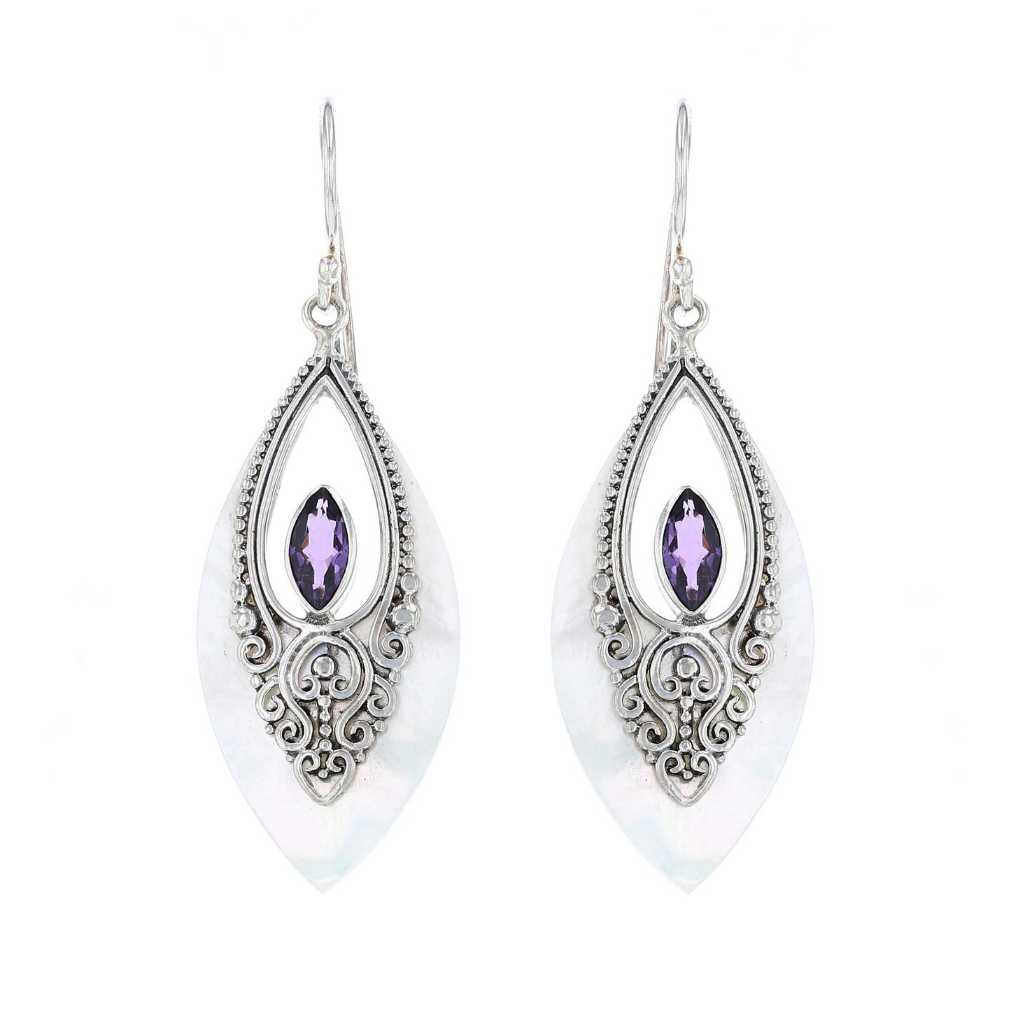 Mother of Pearl & Amethyst Earrings