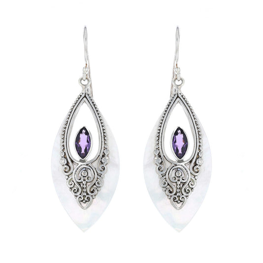Mother of Pearl & Amethyst Earrings