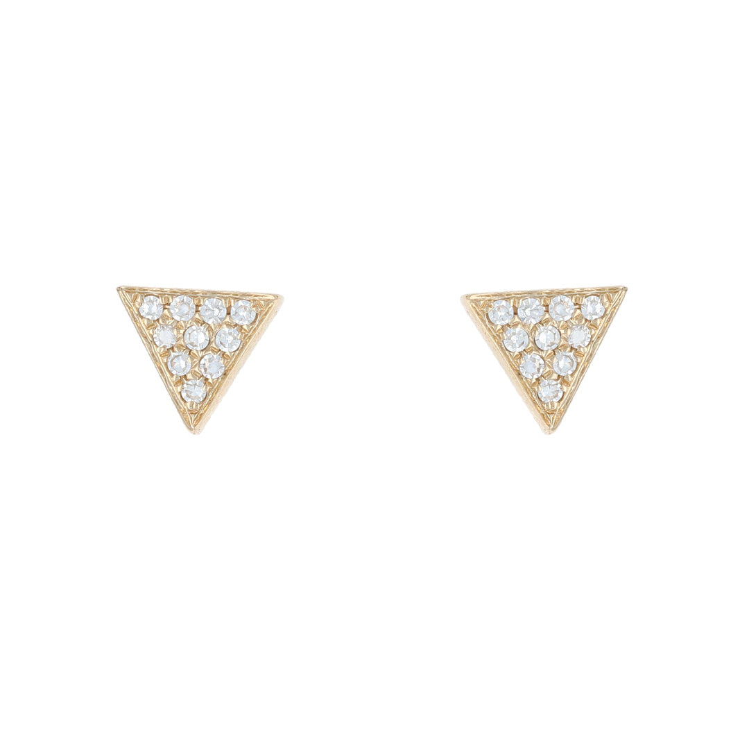 Yellow Gold Diamond Triangle Stud Earrings