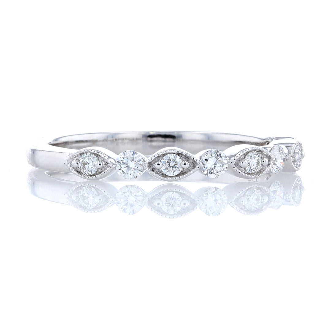 Round & Illusion Marquise Diamond Milgrain Band