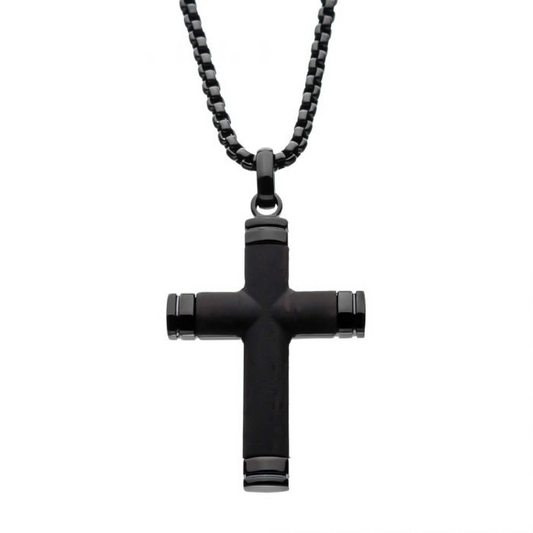 Stainless Steel Ebony Cross Necklace