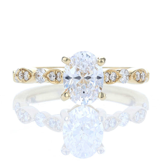 Scallop Milgrain Oval Engagement Ring