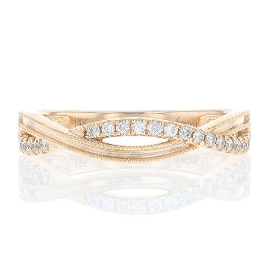 Yellow Gold Diamond Twist Milgrain Band | Fox Fine Jewelry