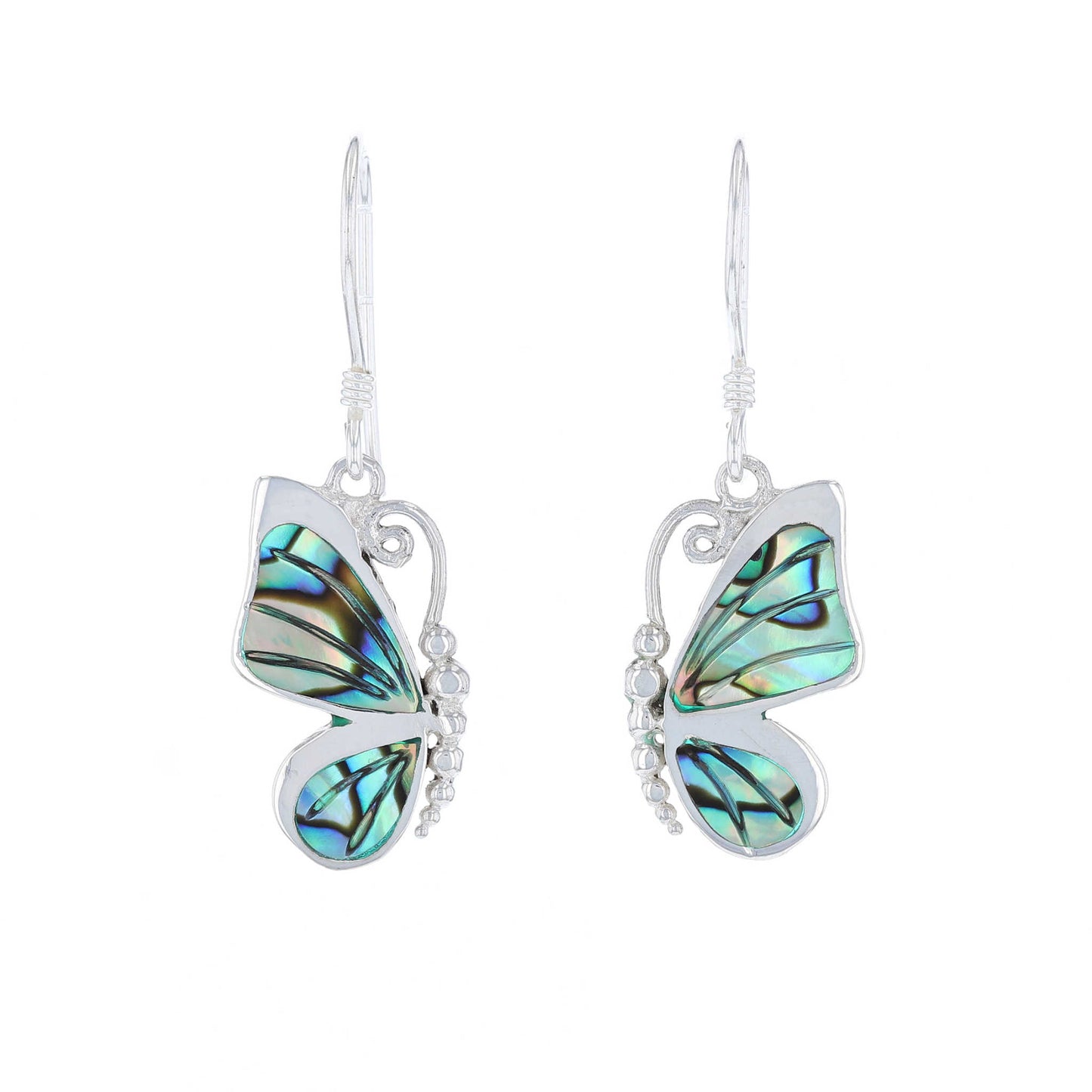 Sterling Silver Paua Shell Butterfly Earrings