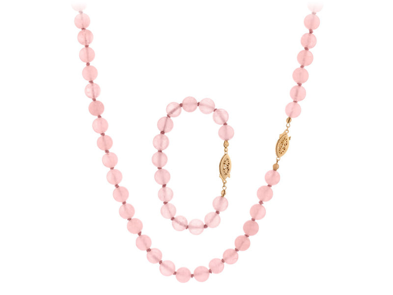 Pink bead necklace and matching bracelet