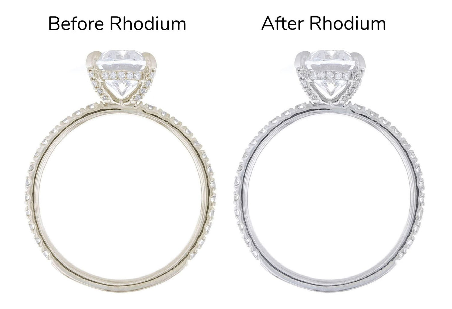 White gold not rhodium plated vs white gold rhodium plated engagement rings