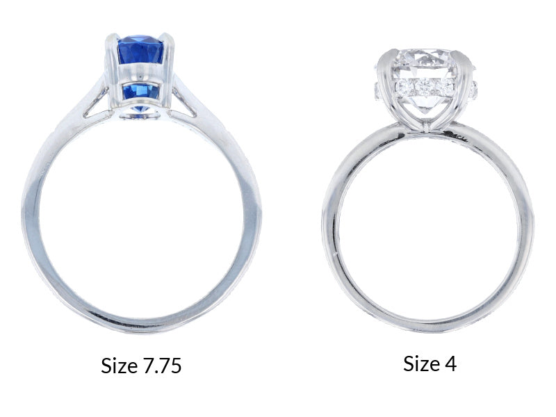One ring in a size 7.75 vs a ring in a size 4.