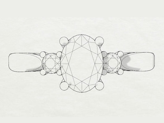Sketch of a three stone custom ring