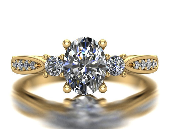 Render of a custom three stone ring