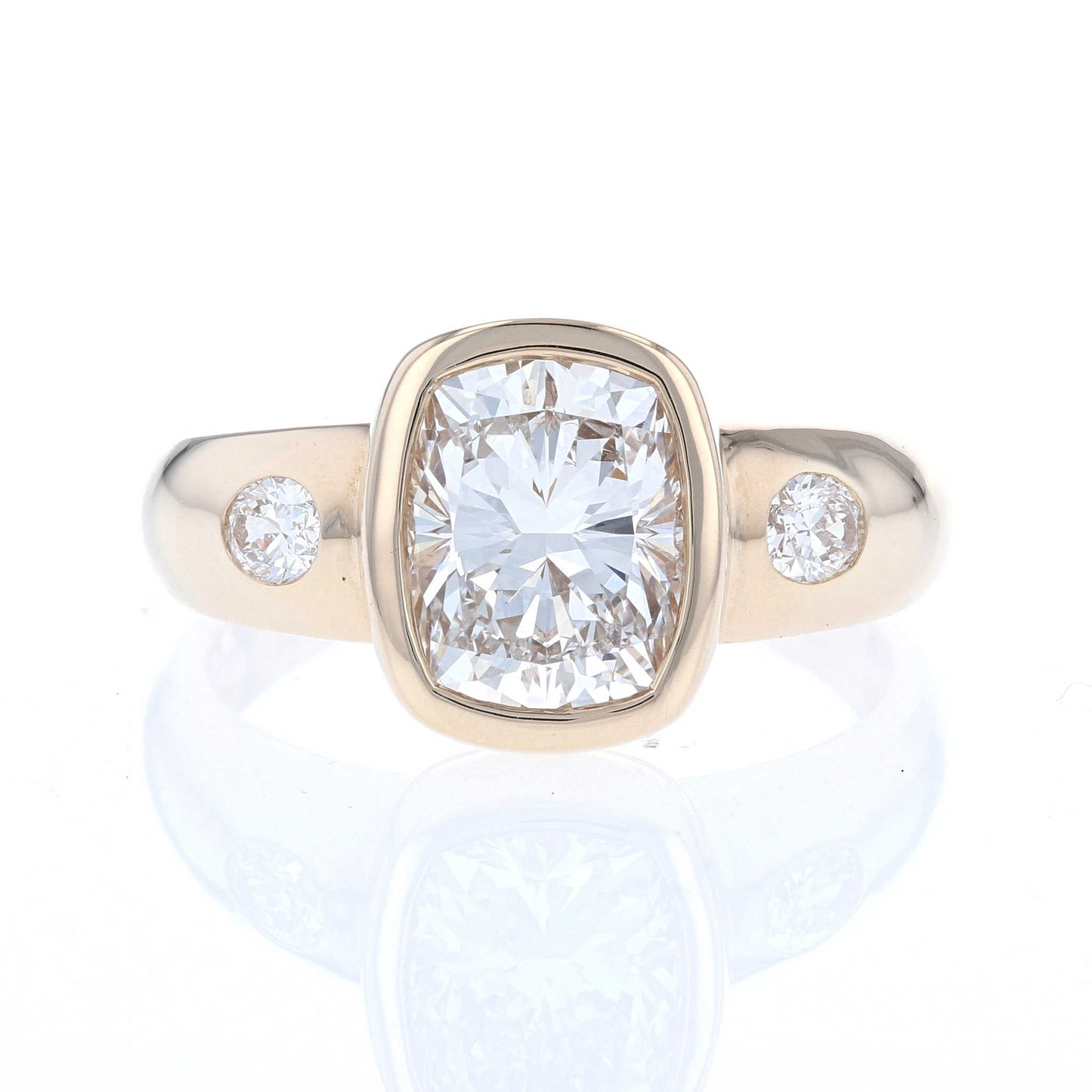 Elongated Cushion Lab Diamond Bezel Engagement Ring