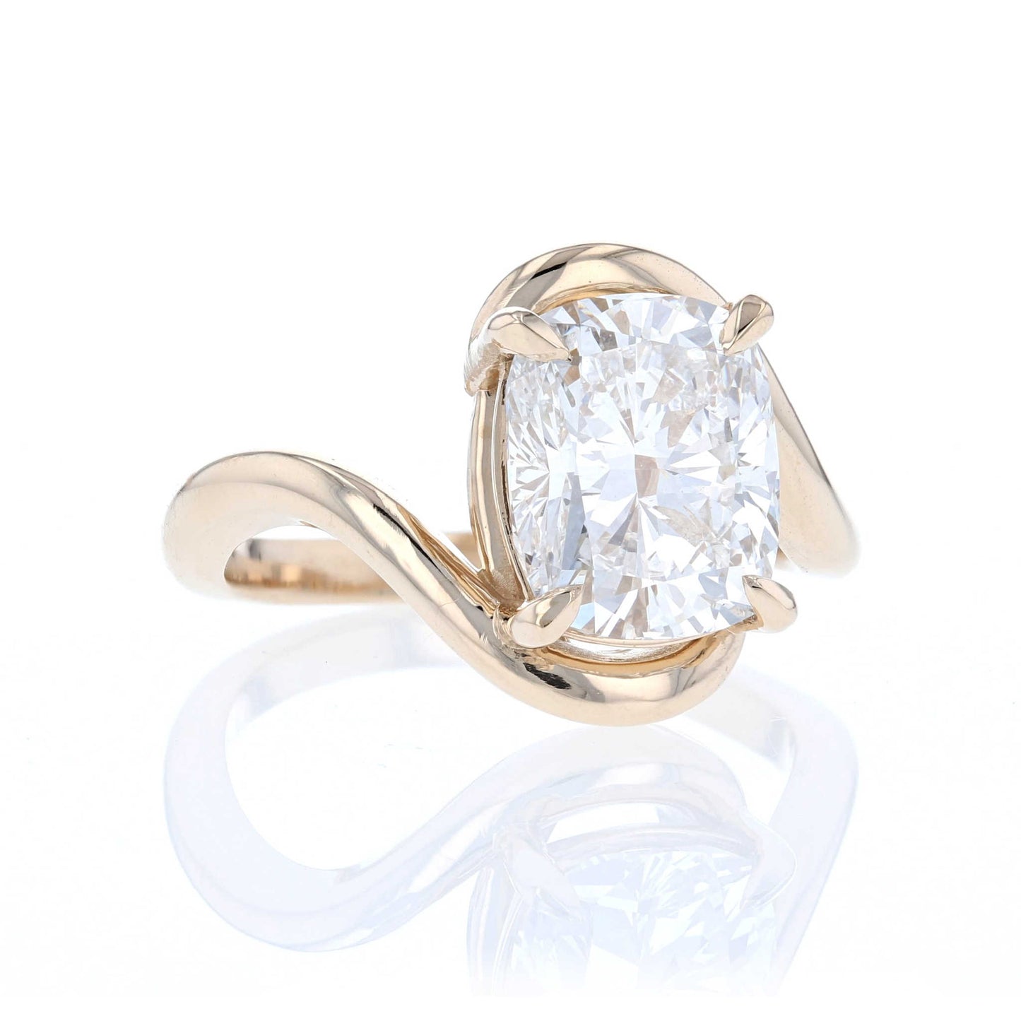 Elongated Cushion Bypass Engagement Ring