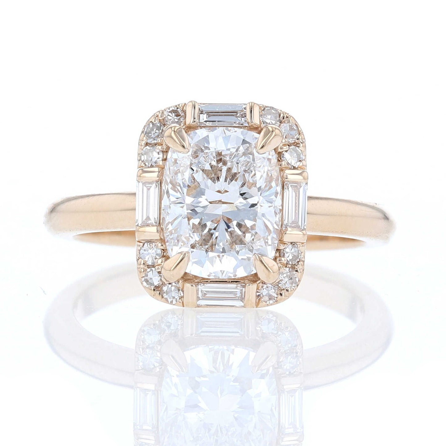 Elongated Cushion Halo Engagement Ring