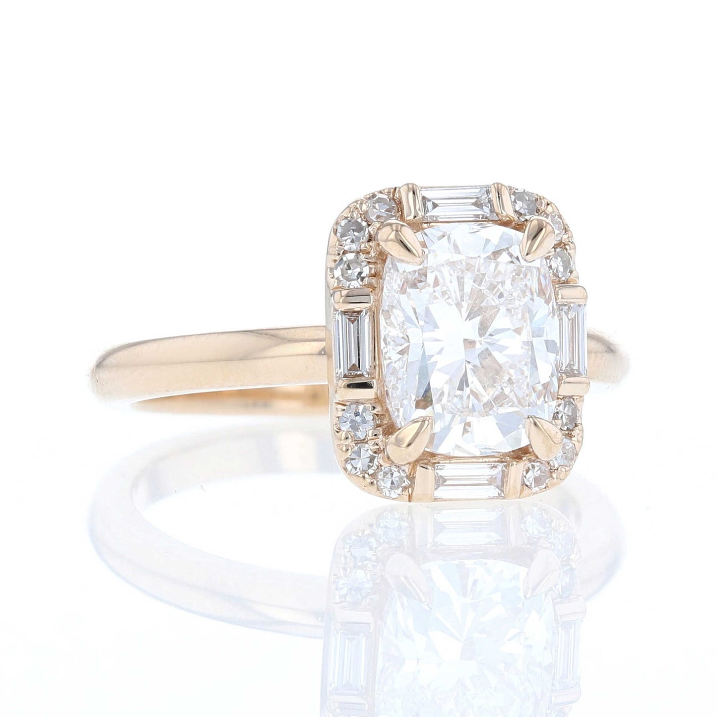 Elongated Cushion Halo Engagement Ring