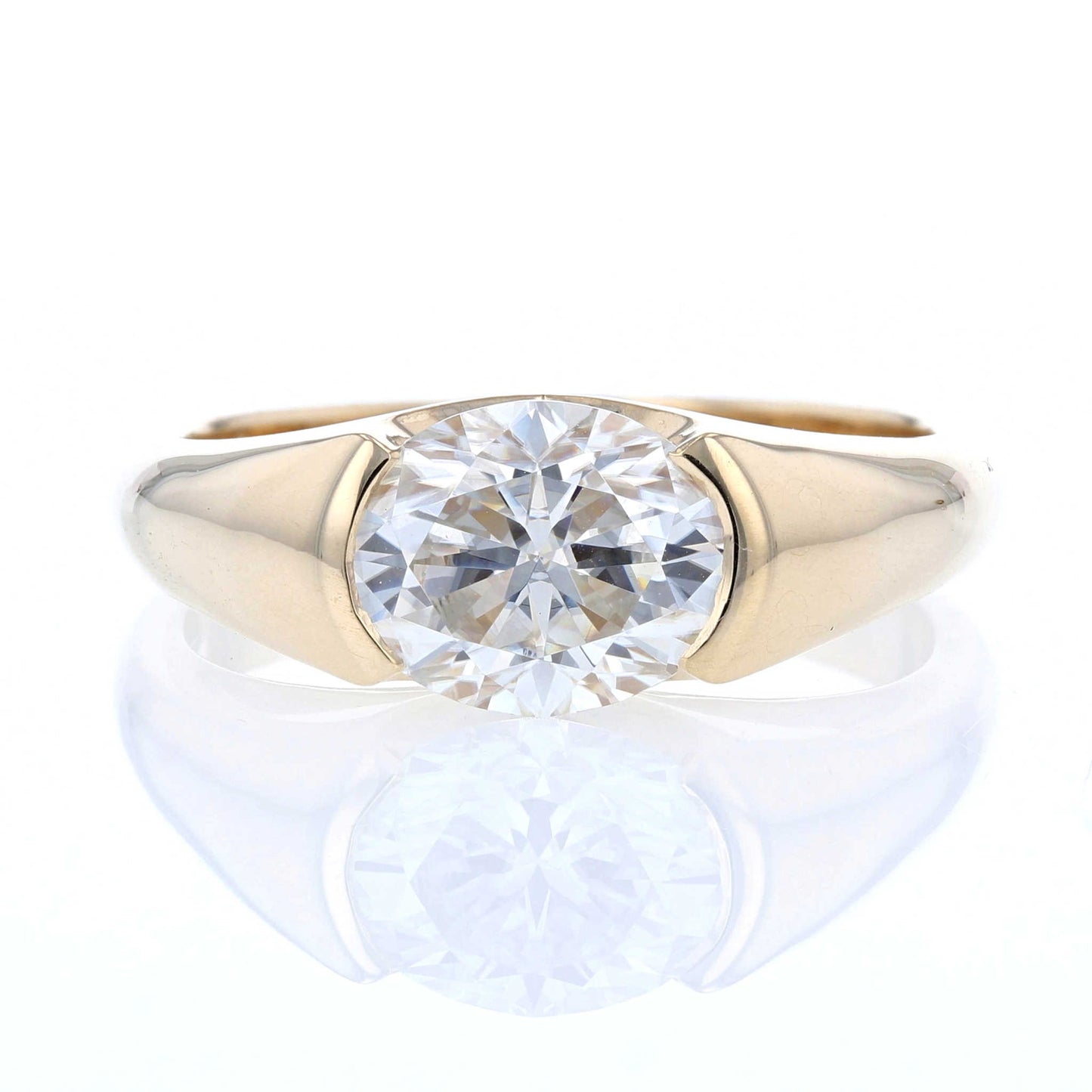 East West Oval Partial Bezel Ring