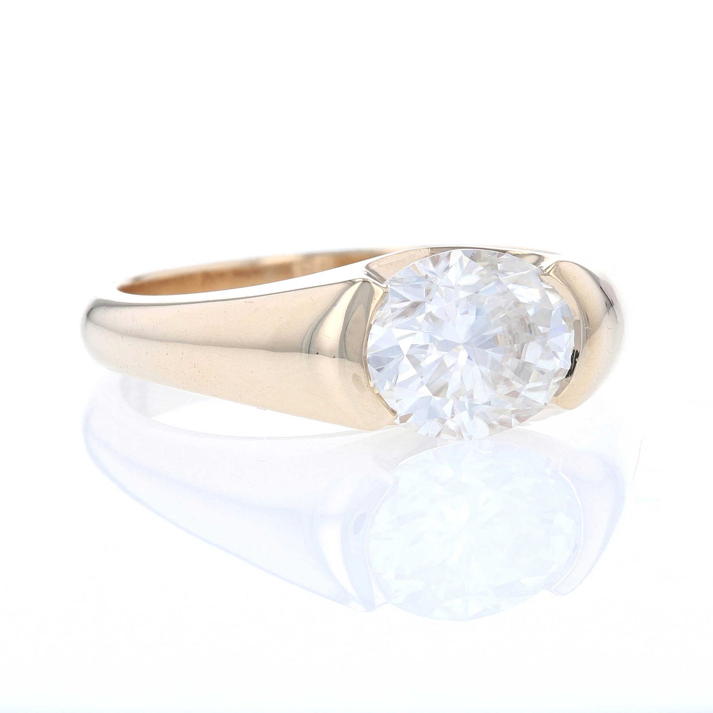East West Oval Partial Bezel Ring
