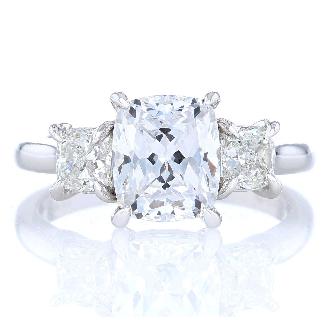 Three Stone Cushion Diamond Engagement Ring