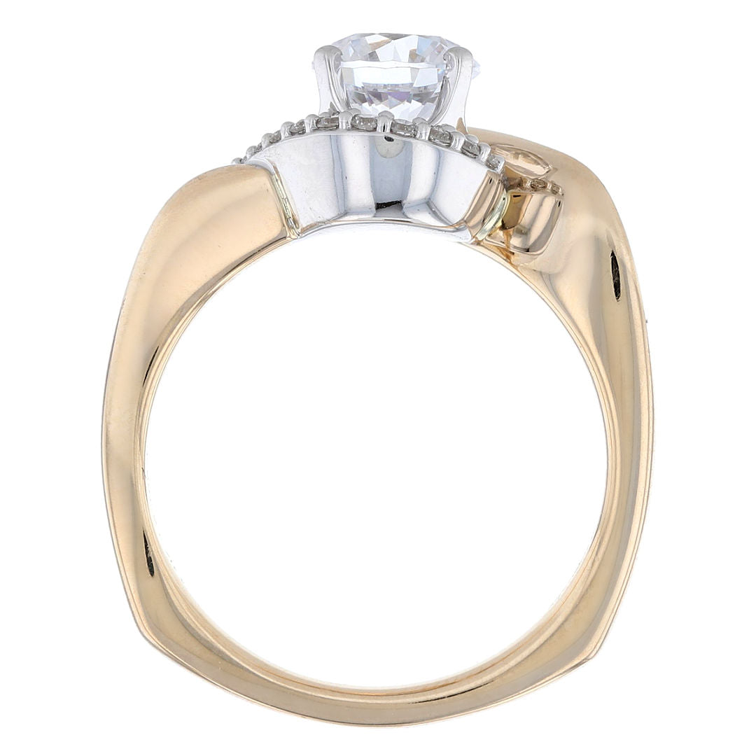 Swish Bypass Diamond Halo Engagement Ring