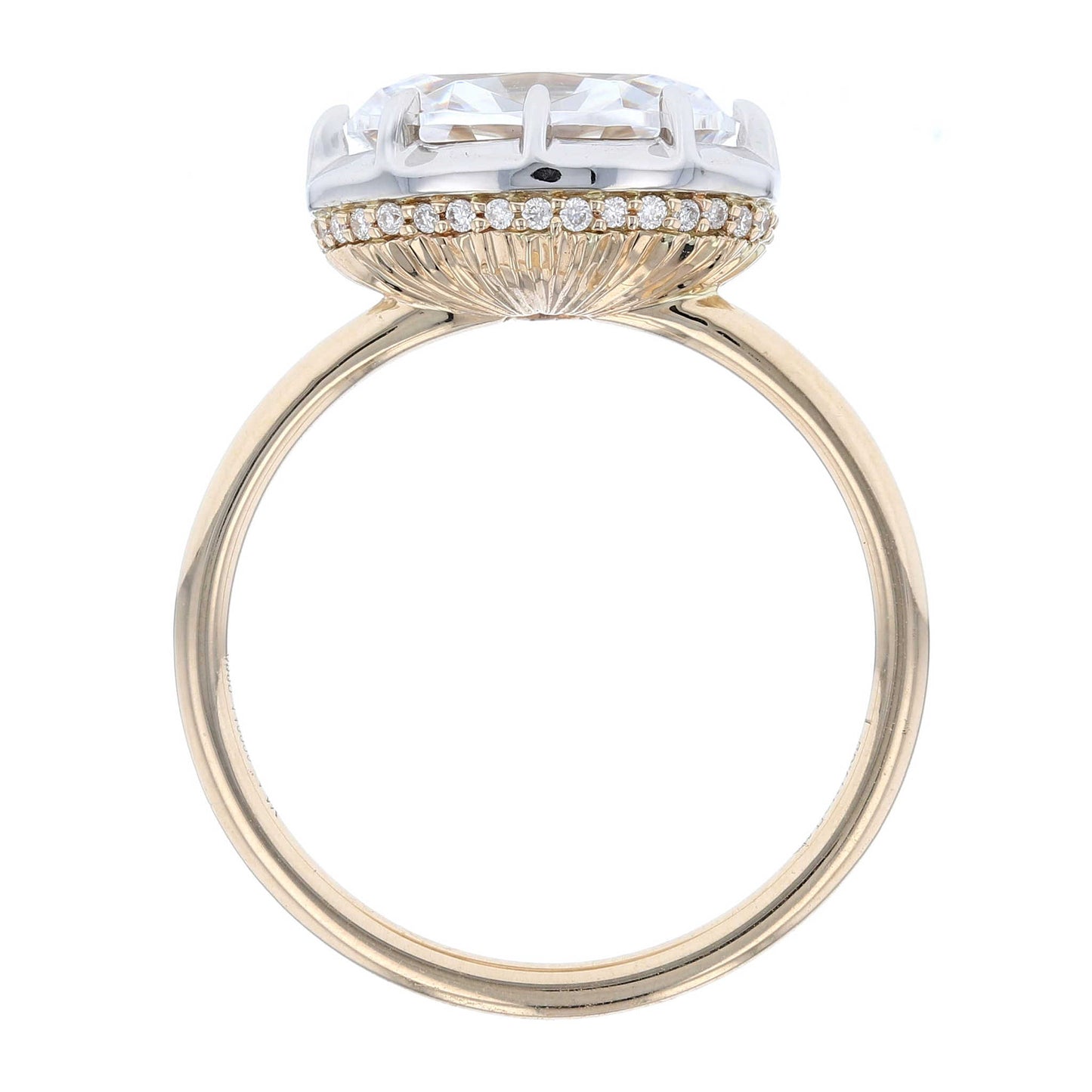 East West Collet Oval Engagement Ring
