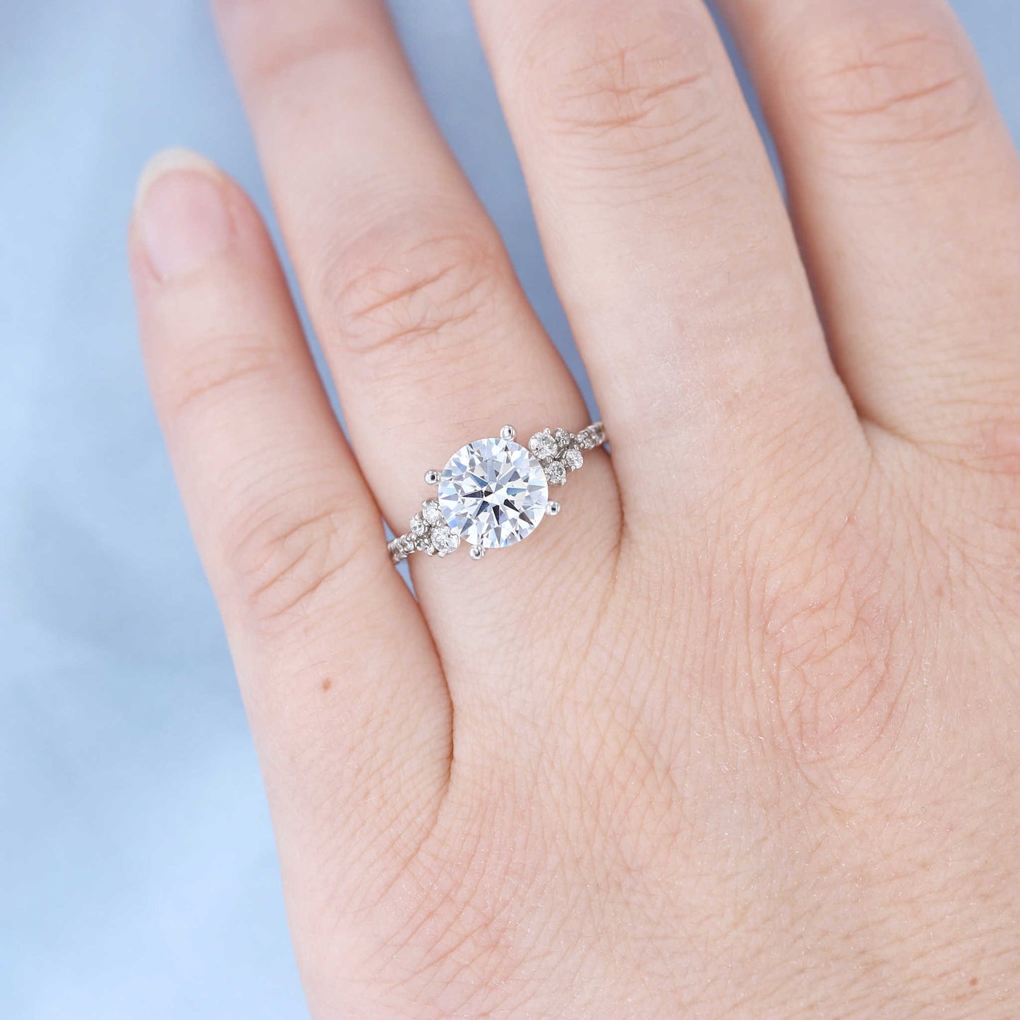 Graduated Cluster Diamond Engagement Ring