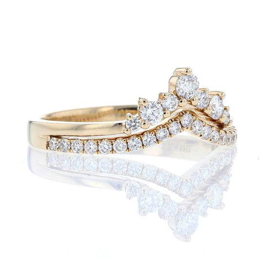 Yellow Gold Diamond Double Chevron Band