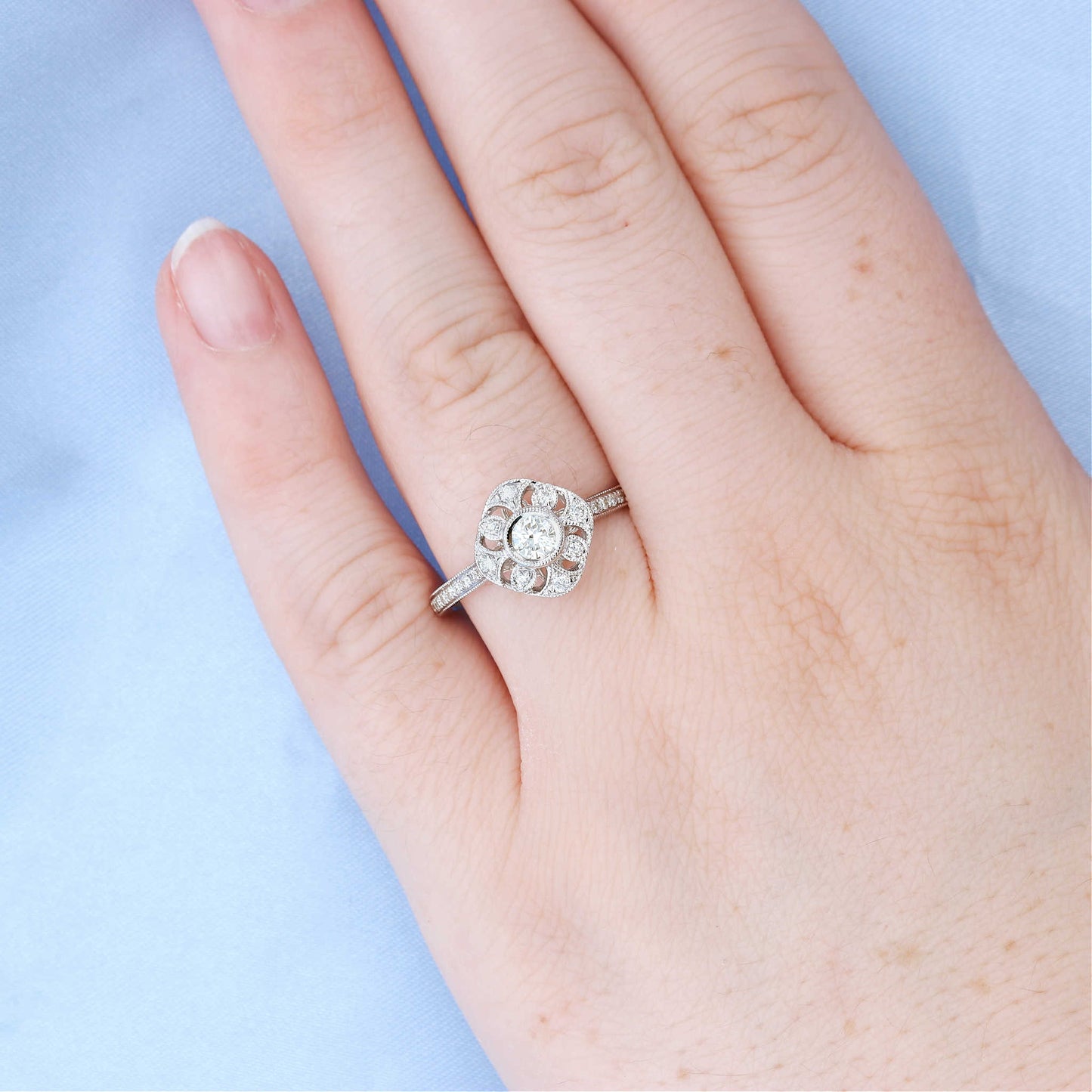 Cushion Vintage Halo Diamond Engagement Ring