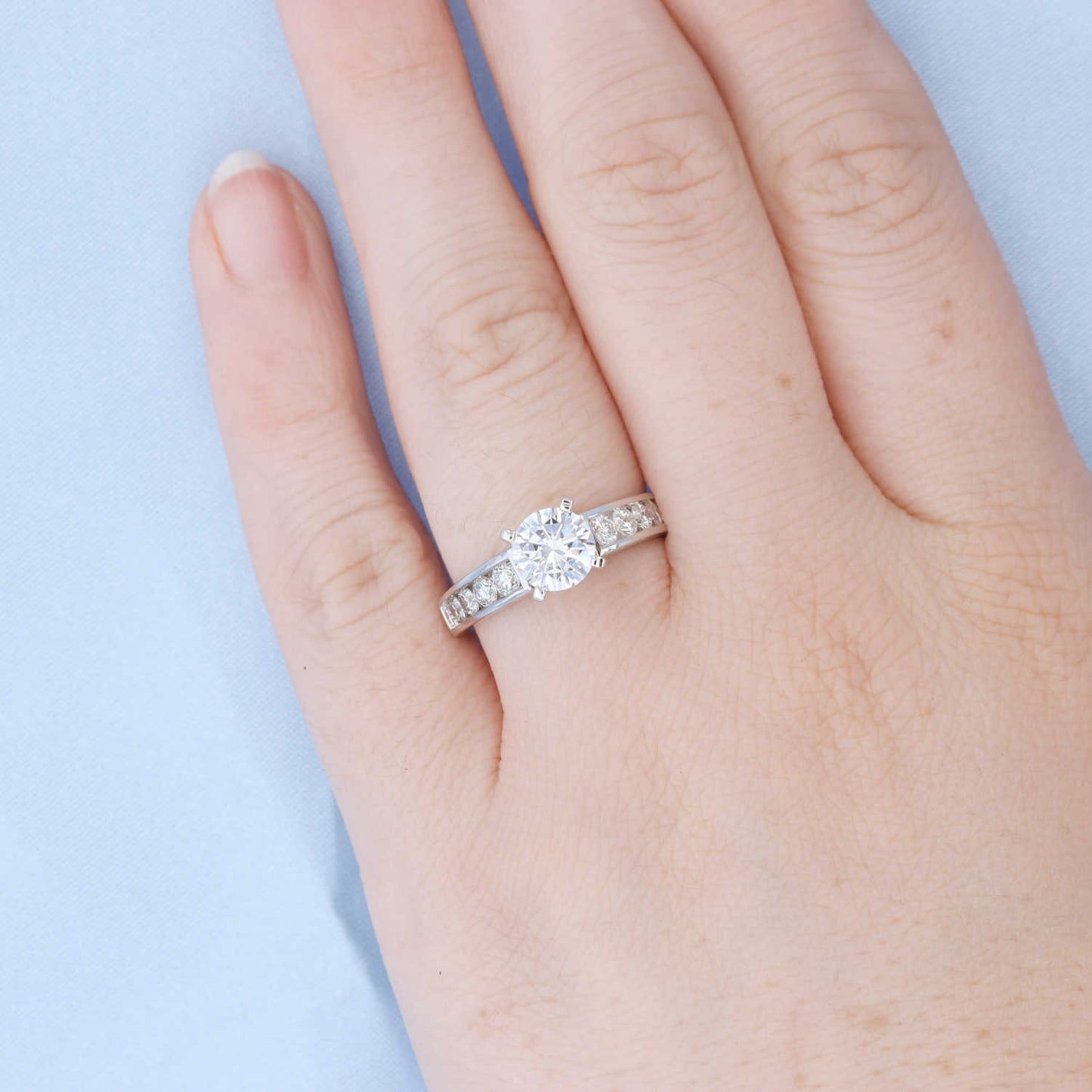 Graduated Channel Set Diamond Engagement Ring