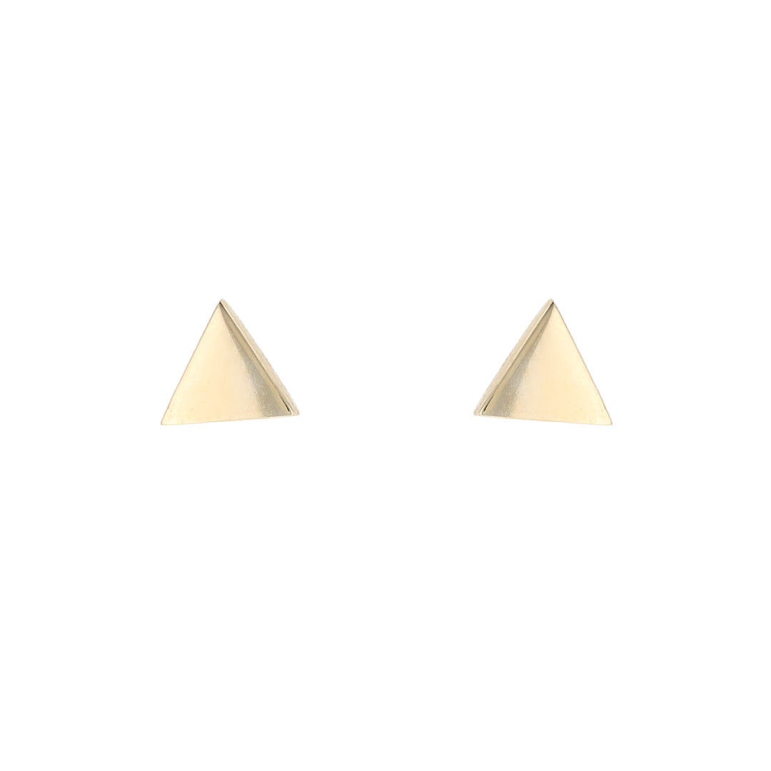 Yellow Gold Triangle Stud Earrings