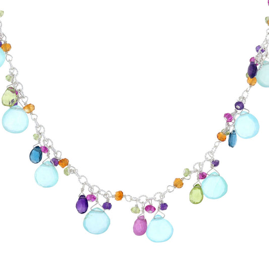 Multi-Color Chalcedony Briolette Necklace