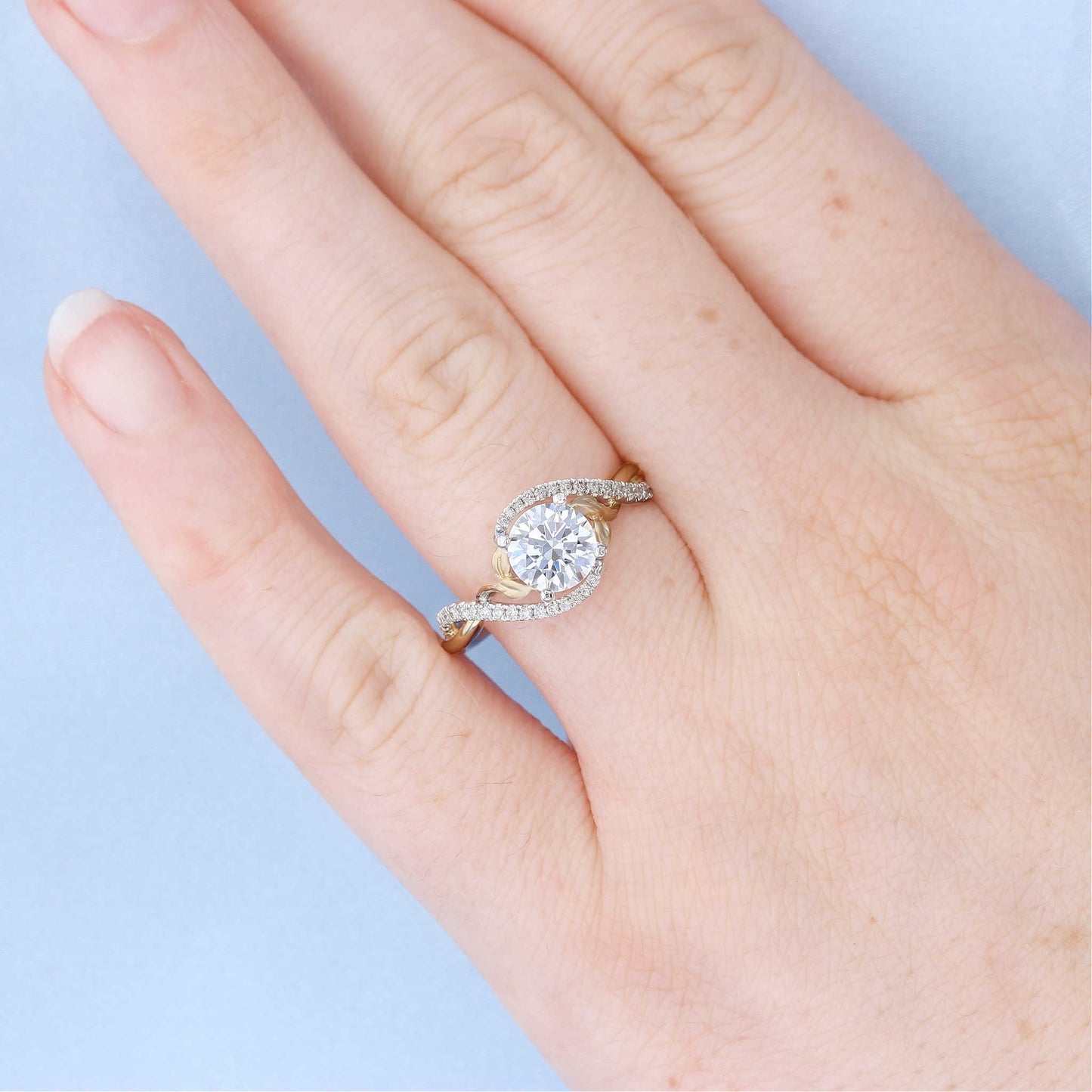 Two Tone Nature Diamond Engagement Ring