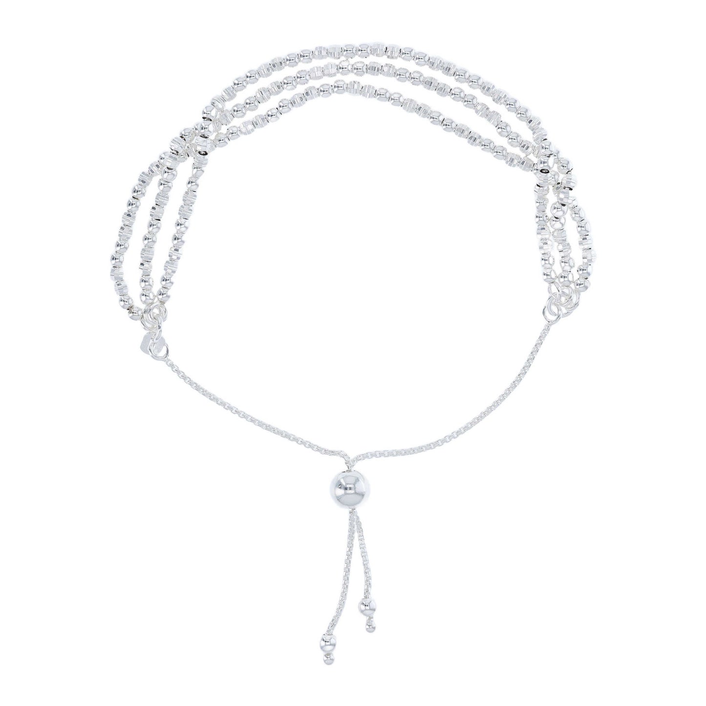 Sterling Silver Sparkle Bead Bolo Bracelet