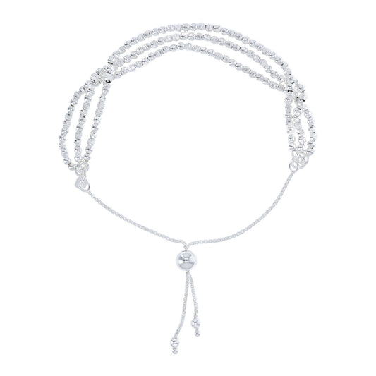 Sterling Silver Sparkle Bead Bolo Bracelet