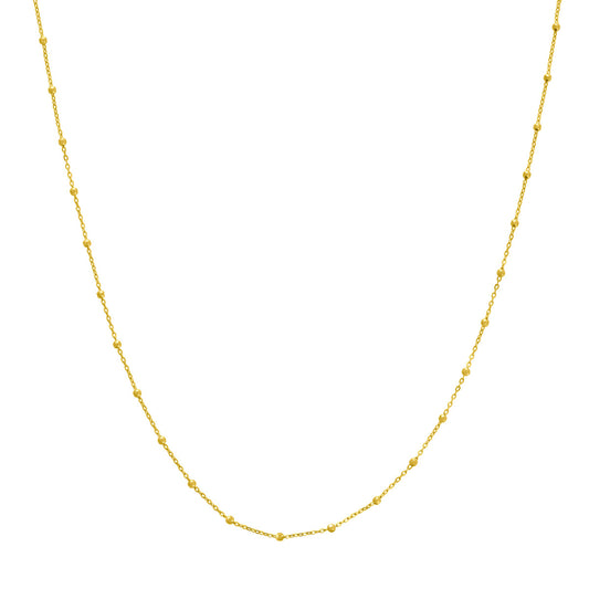 Yellow Gold Beaded Chain Necklace