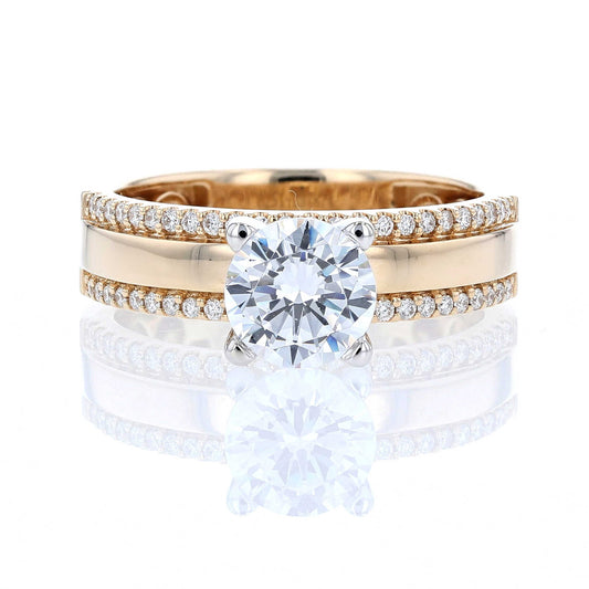 Wide Diamond Edge Engagement Ring
