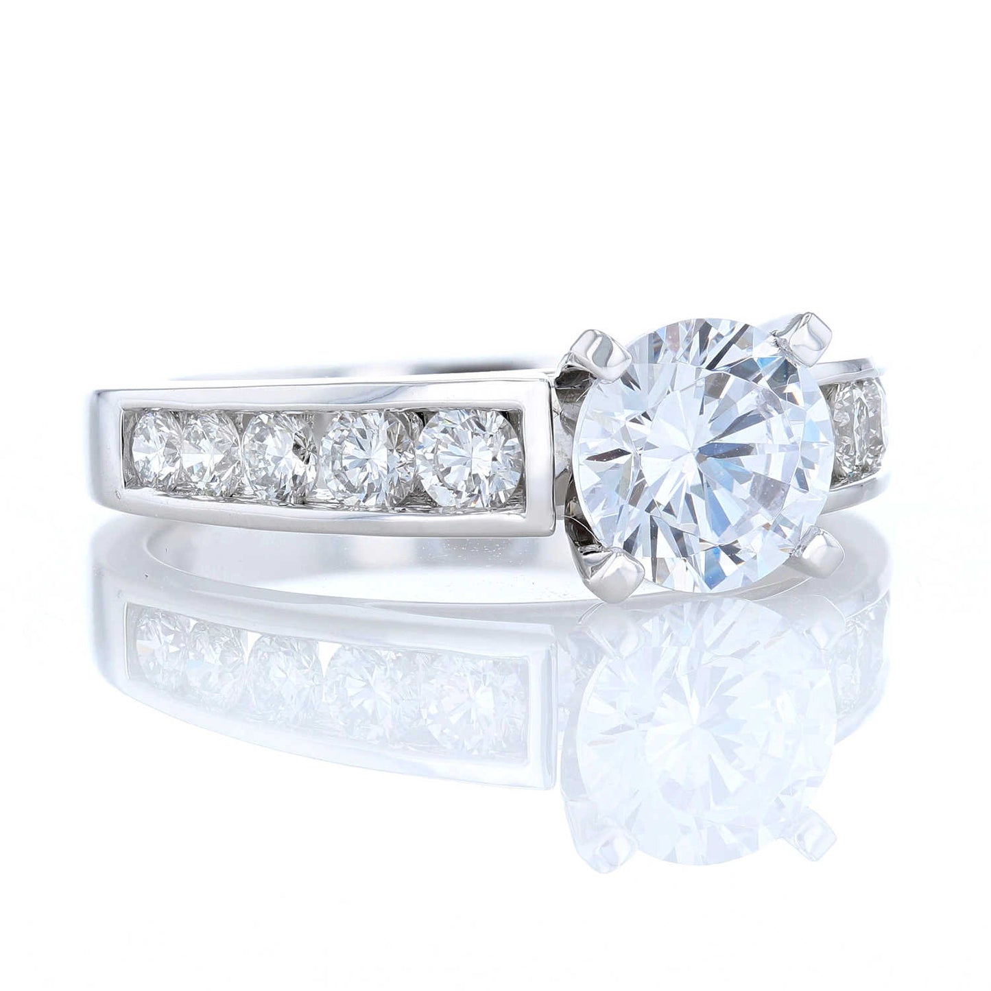 Graduated Channel Set Diamond Engagement Ring