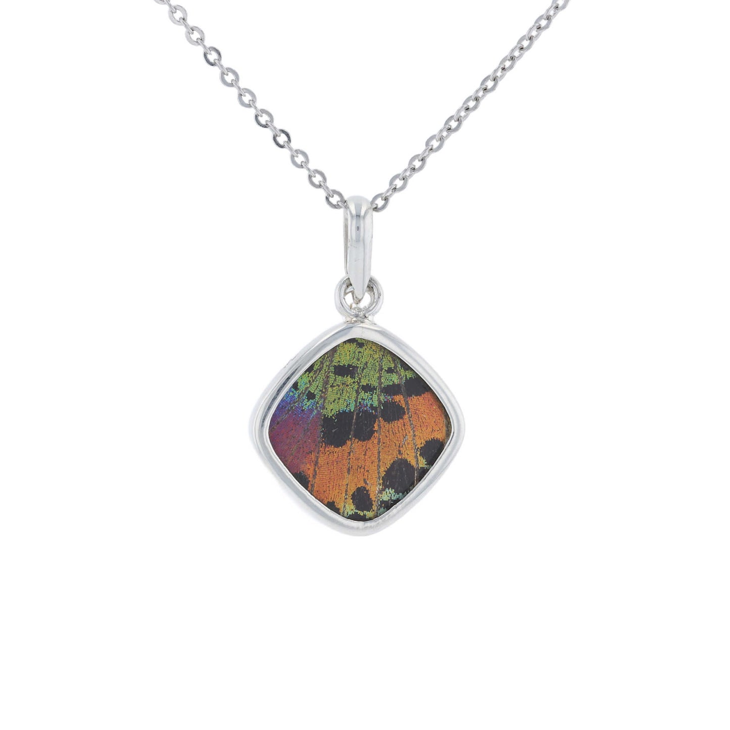 Sunset Moth Wing Cushion Pendant | Silver