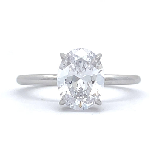 Oval Solitaire Hidden Halo Engagement Ring