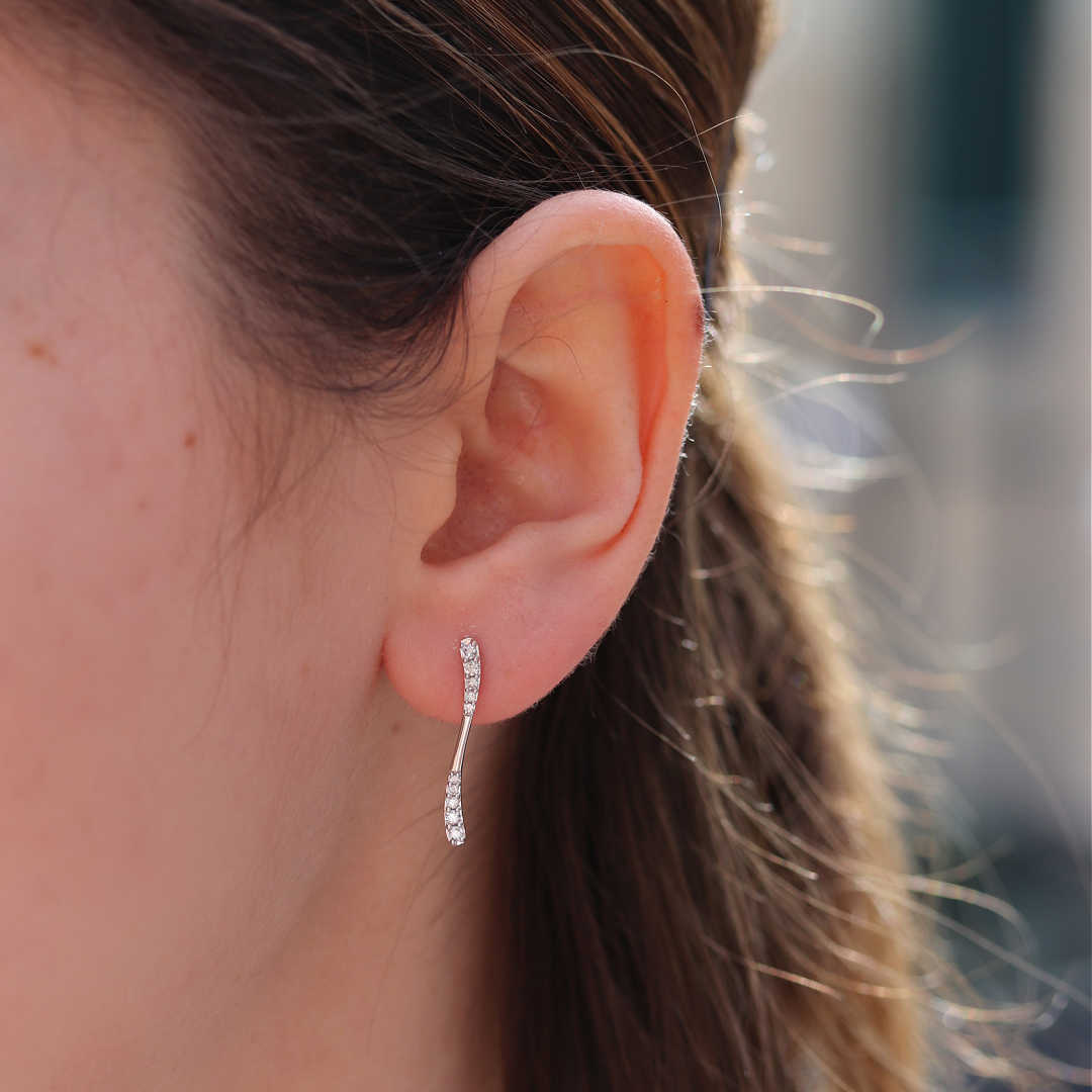 Curved Diamond Drop Earrings