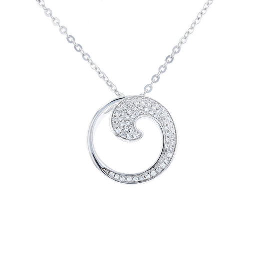 Silver Cubic Zirconia Wave Necklace