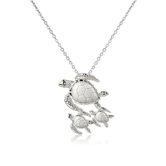 Silver Turtle Trio Necklace