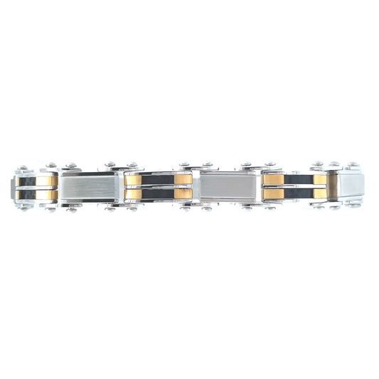 Black & Gold Steel Reversible Bracelet