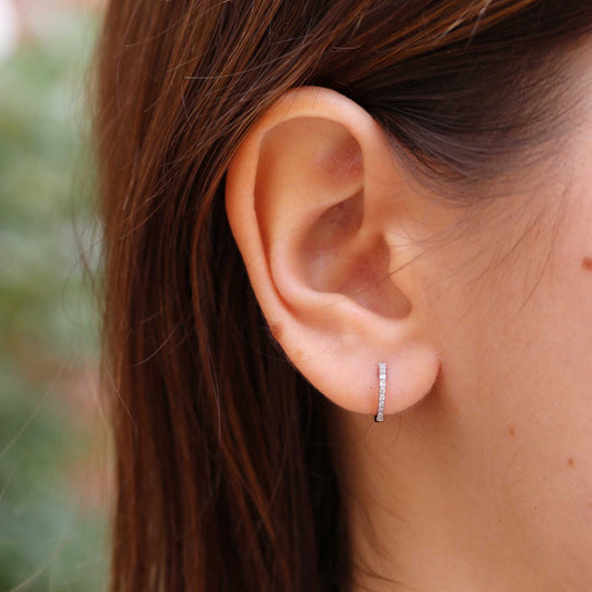 Petite White Gold Diamond Huggie Earrings
