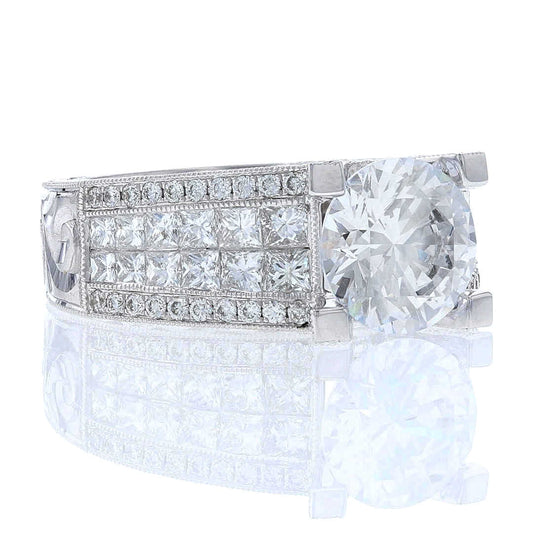 Engraved Milgrain Diamond Engagement Ring