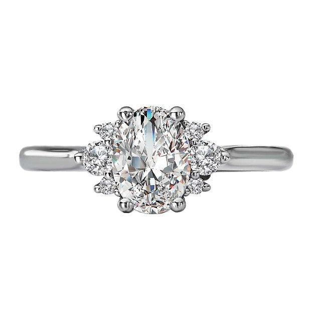 Oval Side Stone Diamond Engagement Ring