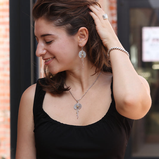 Mixed Metal Split Circle Dangle Earrings