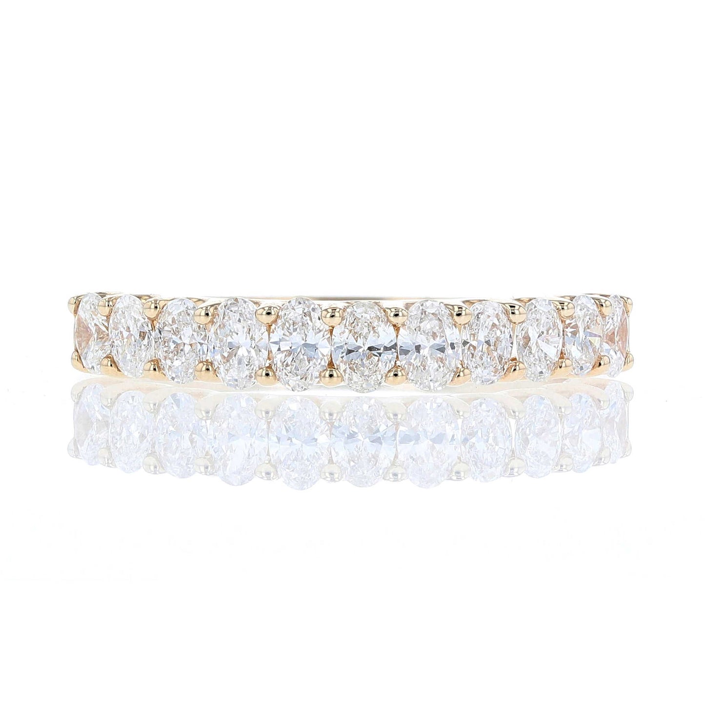 Yellow Gold Vertical Oval Diamond Band