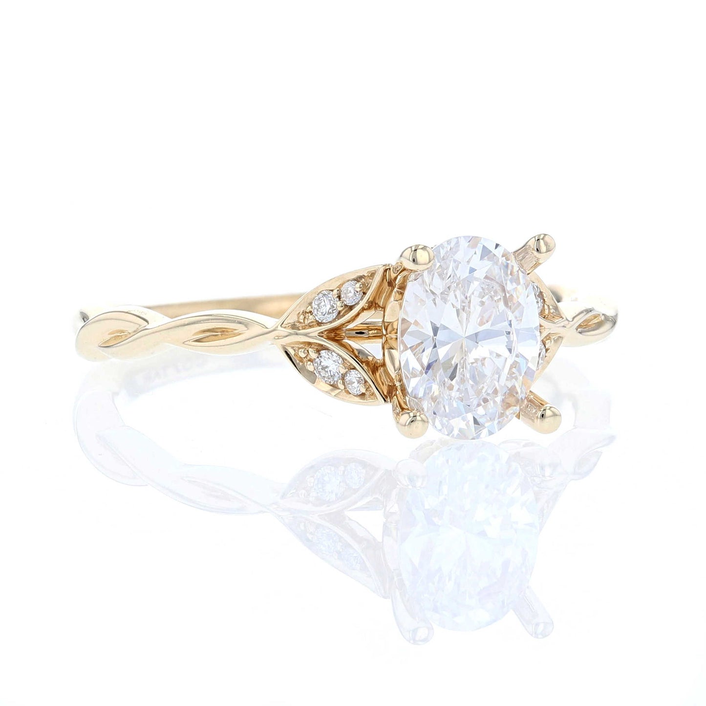Yellow Gold Diamond Leaf Engagement Ring
