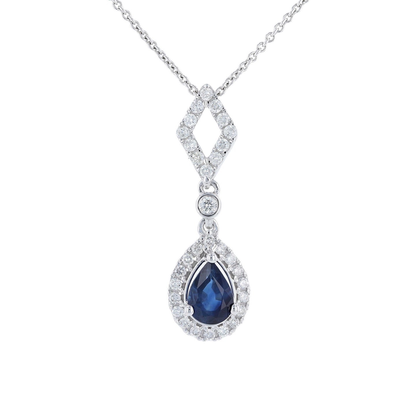 Pear Sapphire & Diamond Halo Pendant