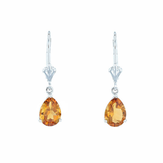 Pear Citrine Dangle Earrings