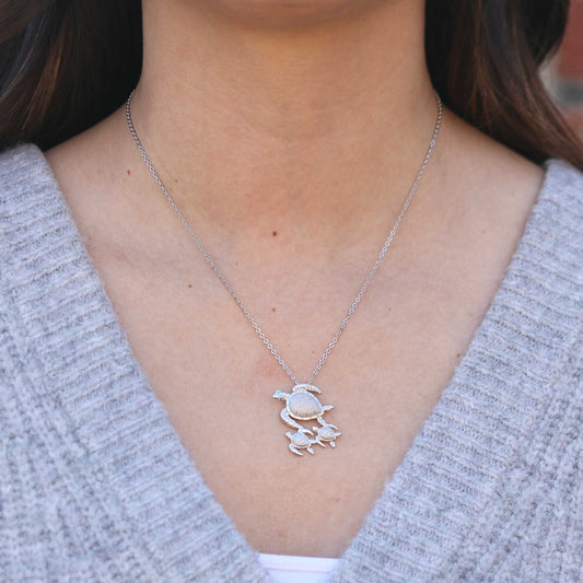 Silver Turtle Trio Necklace
