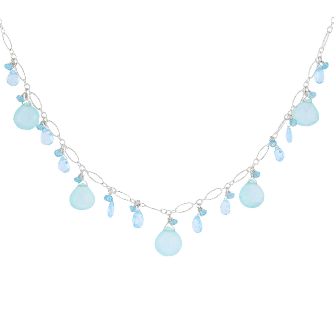 Briolette Chalcedony & Blue Topaz Necklace